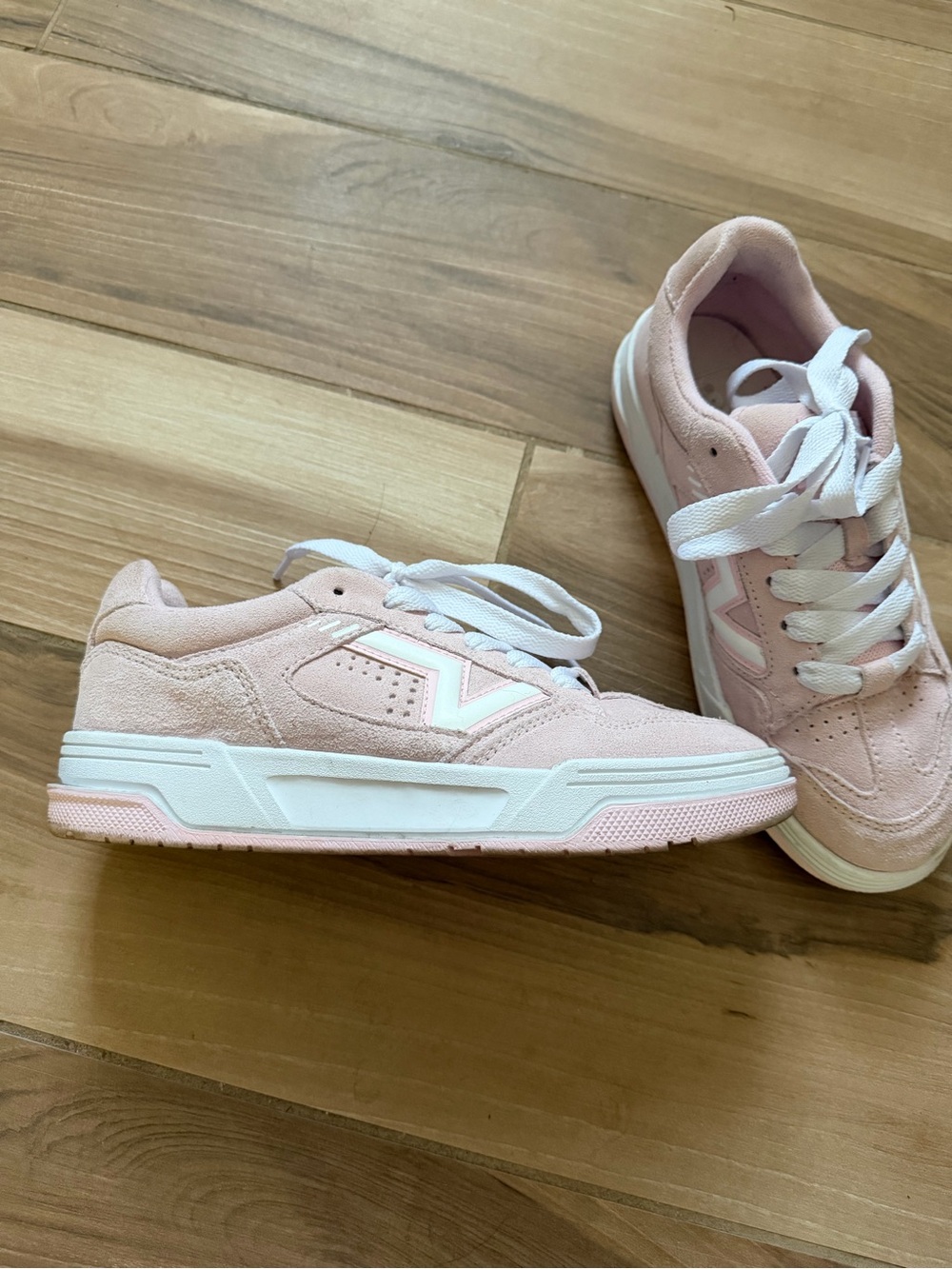 Vans Light Pink Suede Low-Top Sneakers with White Logo